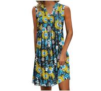 Vestito Donna Curvy Estivo Abiti Estivi Taglie Forti Scollo a V Senza Manica Vestiti Casual Abito Morbido Eleganti Tinta Unita Vestito Boho Women's Dress Abito da Spiaggia Vestiti Primavera