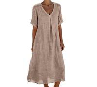 Vestito Donna Elegante,Abito Donna,Vestito Donna Elegante,Cerimonia Estivi Abiti da Cerimonia Boho Chic Dresses Casual Plus Size Abbigliamenti alla Moda 2026(01 Khaki,XL)