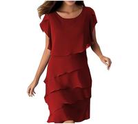 Vestito Donna Elegante Corto Largo Mini a più Livelli Abito Casual Chic Elegante Boho Vestiti Tunica Moda Vestitino da Cerimonia Sera Abiti da Spiaggia Cocktail Retro Vintage Dress Idee Regalo Donna