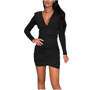 Vestito Donna Elegante Maniche Lunghe Sexy Mini Abito da Sera Aderente Abiti da Cerimonia con Scollo V Trasparente Vestiti in Rete Bodycon Dress per Cocktail Party Discoteca Festa Offerte Lampo