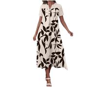 Vestito Donna Estivi in Pizzo Plus Size Donna Vestito Corta Midi Abito Maniche Corta Girocollo Vestito da Maxi Traspirante da Donna Vestito Taglie Forti per Vacanze Spiaggia Donna Abbigliamento Saldi