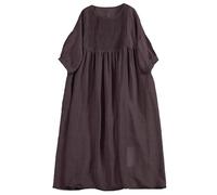 Vestito Donna Estivo Casual Scollo a V Manica Corta Elegante Abito da Spiaggia Floreale Ruffles Swing Abiti Camicie Comoda e Traspirante Classico Abito Vintage Bohémien