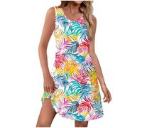 Vestito Donna Estivo Corto Leggero Vestiti Estivi da Spiaggia Comodi Cotone Senza Maniche Abiti Prendisole Curvy Eleganti Abito Casual Taglie Forti Copricostume