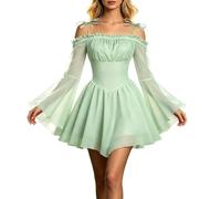Vestito Donna Estivo da Spiaggia a Trapezio con Spalle Scoperte e Corsetto | Abiti Da Sposa Cerimonia Civile Vestito Elegante Velluto Gonna Arcobaleno Abito Carnevale Pirata Vestiti Estivi Lunghi Curvy