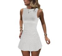 Vestito Donna Estivo Sexy Senza Maniche Mini Abito Elegante Stampa a Pois A-Line Corto Abito Bodycon Slim per Party Cocktail Clubwear