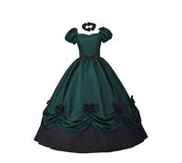 Vestito Donna Halloween, Abbigliamento da Spettacolo con Maniche Svasate in Stile retrò di Corte retrò Europeo e Patchwork di Pizzo della metà del secolo