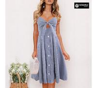 Vestito Donna Midi Scollo A V Allacciato Davanti Woman Summer Dress 110472