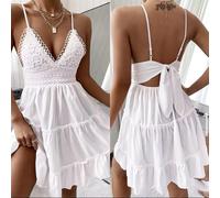 vestito donna mini abito svasato schiena nuda sexy elegante rete spalline 20167