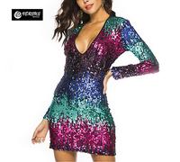 Vestito Donna Mini Paillettes Feste Capodanno Discoteca Mini Party Dress 110438