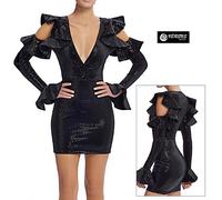 Vestito Donna Mini Paillettes Feste Capodanno Discoteca Party 80's Dress 110436