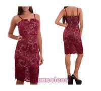 Vestito donna miniabito tubino pizzo al ginocchio aderente sexy nuovo CJ-1778