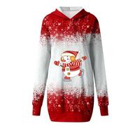 Vestito Donna Natalizio- Abito Felpa Natale Donna con Cappuccio Manica Lunga Maglione Natale da Famiglia Taglie Forti Maglione Natale Sweatshirt con Tasche Felpa Natale Abiti Natalizi Donna Curvy