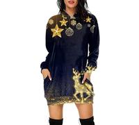 Vestito Donna Natalizio- Felpe Con Cappuccio E Felpe Per Donna Taglie Forti Abiti Felpa Maglie Lunga Stampate Natalizi Costumi Di Donna Natale Babbo Mini Abito Invernale Felpa Natale Mini Abiti Natale