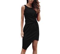 Vestito Donna Sexy Nero Abito Corto Estivo Elegante Miniabito da Sera Casual Senza Maniche Tubino Estate Festa Discoteca