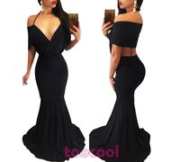 Vestito donna sirena abito lungo scollato aderente festa party nuovo DL-2079