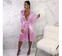 Vestito Donna Spolverino Frange Feste Capodanno Discoteca Party Dress 110435