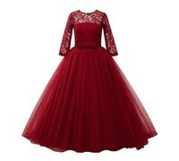 Vestito Elegante Bambina-Abiti da Cerimonia per Bambine, Abiti da Cerimonia per Bambine, Abiti da Sposa in Pizzo con Fiori, Abiti da Festa per Bambine