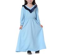Vestito Elegante Bambina,Abito Comunione Bambina,Aderente con Maniche Lunghe e Gonna Lunga per per Indossare Scarpe Eleganti da Gonne Invernali Lunghe (Sky Blue 18-24 Months)