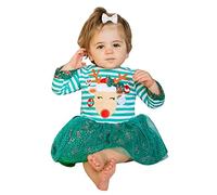 Vestito Elegante Bambina - Bambino Neonato Bambini Neonate Abito Caldo Natale Cervo a Righe Principessa Abiti Abiti Abiti di Natale Abiti (Green 18-24 Months)