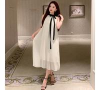 Vestito elegante da donna con scollo a V, senza maniche, con cintura, per l'estate, compleanni, Capodanno, balli di fine anno, vestitino da giorno L,M,S,XL,XXLTessuto intrecciato