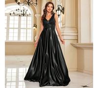 Vestito elegante da sera con paillettes, scollo a V, senza maniche, adatto per cerimonie formali, cocktail festa, matrimoni, madre della sposa, abito da ospite di matrimonio con decorazioni pesanti L,