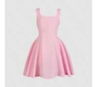 Vestito elegante e carino da ragazza pre-adolescente, stile vintage francese da vacanza estiva, con scollo quadrato, rosa, a-line, patchwork, con grande fiocco sulla schiena 8Y,9Y,10Y,11Y,12YColore un