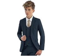 Vestito elegante per bambini, 3 pezzi, con giacca con revers a lancia, gilet e pantaloni, smoking da bambino, per matrimoni e feste, Marina Militare, 8 Anni