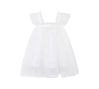Vestito Elegante Ragazza - Vestito Bimba Elegante, Vestito da Principessa per Feste di Natale con Maniche A Palloncino (White 5-6 Years)