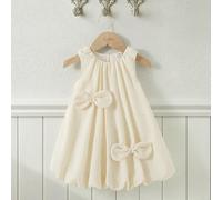 Vestito elegante stile francese per bambine da 0 a 3 anni, senza maniche, collo tondo, con texture a bolle e fiocco 3D, adatto per la scuola, lo shopping, il gioco all'aperto e altre occasioni 6-9M,9-