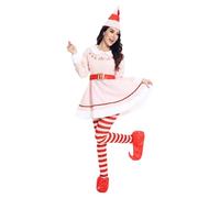 Vestito Elfo Donna Rosa, Costume Elfo Donna, Vestiti Elfo Donna, Costumi Elfo Donna, Costume Elfo Natale Donna, Costume Elfo Donna Natale, Vestito Donna Elfo