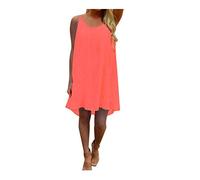 Vestito estivo, abito da spiaggia senza maniche, spalline sottili senza schienale cavo leggero mini abiti fluidi chic ed elegante di grandi dimensioni tinta unita casual allentato traspirante abito da
