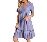 Vestito Estivo Abito Estivo Donna Cotone Abbigliamento Chemisier da Cerimonia Corti vesto Vestitini Corti Chemisier Lino Eleganti per Cerimonia Bianco Cotone
