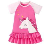Vestito Estivo Bambina Ragazza Manica Corta Vestito Unicorno Bambina Abiti Estivi Cotone Moda Vestiti Primavera Estivo Festa Compleanno per Regazze Bambini 2 Anni,Unicorno/Rosa