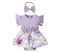 Vestito Estivo Casual Senza Maniche con Applicazioni Floreali a Coste per Neonate, con Tessuto Strutturato