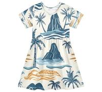 Vestito estivo da bambina a maniche corte per bambini 2-8T Summer Paradise Island, Multi, 5-6 Anni