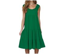 Vestito estivo da donna, abito midi senza maniche, oversize, maxi caftano, tunica caftano, tinta unita, prendisole elegante, abito aderente per vacanze, swing taglie forti, abiti da donna, 02 verde.,