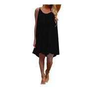Vestito estivo da donna, senza maniche, con spalle scoperte, senza spalline, leggero e fluido, mini abiti chic ed eleganti, di grandi dimensioni, tinta unita, casual, sciolto, traspirante, da spiaggia
