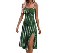 Vestito Estivo Donna-Abito Casual da Donna per L'Estate, Abito Lungo Senza Maniche alla Moda con Dettaglio A Pois E Spacco, Perfetto per Le Vacanze E Il Tempo Libero.