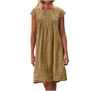 Vestito Estivo Donna Cotone Vestiti da Spiaggia Taglie Forti Comodo Abiti Boho Leggera Elasticizzata Mare Abito a Maniche Corte Estivi Bohémien Classico Vestito Eleganti Lunga Swing Curvy