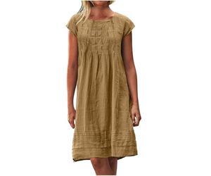 Vestito Estivo Donna Cotone Vestiti da Spiaggia Taglie Forti Comodo Abiti Boho Leggera Elasticizzata Mare Abito a Maniche Corte Estivi Bohémien Classico Vestito Eleganti Lunga Swing Curvy