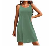 Vestito Estivo Donna Curvy-Copricostume da Bagno da Donna Coprispalle con Cinturino per Spaghetti Ricamo con Occhielli Scollo Rotondo Abito Estivo Casual Senza Maniche Copricostume Bikini