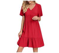 Vestito Estivo Donna Offerte Vestito da Sole al Ginocchio Copricostume Spiaggia Eleganti a Maniche Senza/Corte Vestiti Casual Oversize Elegante Scollo V Abito Boho Fresco Vacanza Dress