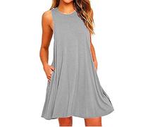 Vestito Estivo Donna Scollo a V Elegante Abito Mare Corto Senza Maniche Casual Copricostume Spiaggia Ruffles Prendisole Beach Dress Donna Abbigliamento Saldi
