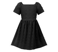 Vestito Estivo per Bambine 3-14 Anni Abito Elegante Bambina Maniche Corte Girocollo Abiti Principessa da Ragazze Elegante Vestiti Bambini Tinta Unita Swing alla Moda Festa Spiaggia Quotidiane Uscire