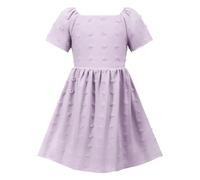 Vestito Estivo per Bambine 3-14 Anni Abito Elegante Bambina Maniche Corte Girocollo Abiti Principessa da Ragazze Elegante Vestiti Bambini Tinta Unita Swing alla Moda Festa Spiaggia Quotidiane Uscire