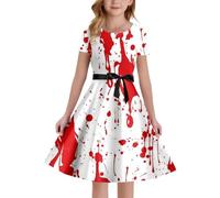 Vestito Estivo ragazzavestito Famiglia Bambini Ragazza Senza Maniche con Cute Stampa Scollo Rotondo Vestiti Vacanza Elegante a-Line Bambina Primavera Estate per Bambine 1-6 Anni