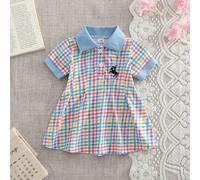 Vestito estivo versatile semplice a quadri colorati per neonati 6-9M,0-1M,1-3M,3-6MquadriTessuto