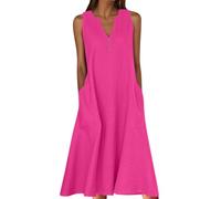 Vestito Estivo Vestito Rosso Taglie Forti Taglie comode da Cerimonia Corti Taglia Forte to Netto Minidress Canotta Cotone con Fiori