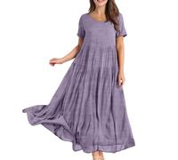 Vestito Fiori Donna 2025 Eleganti Abiti Lunghi Spiaggia Casual Modelli Moda Floreali Sexy Estivo Vestitino Estivo Corto Estate Abito Cerimonia Donna Curvy Eleganti Mare Tubino Nero Viola Chiaro XXL
