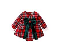 Vestito gonna per bambini da bambina rosso plaid rock ha baby pagliaccetto My First Christmas Outfit Baby Santa, Colore: rosso, 3-6 mesi